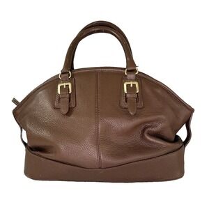 VTG Talbots Brown Pebbled Leather Medium Bag Purse Earthy Boho Preppy Minimalist